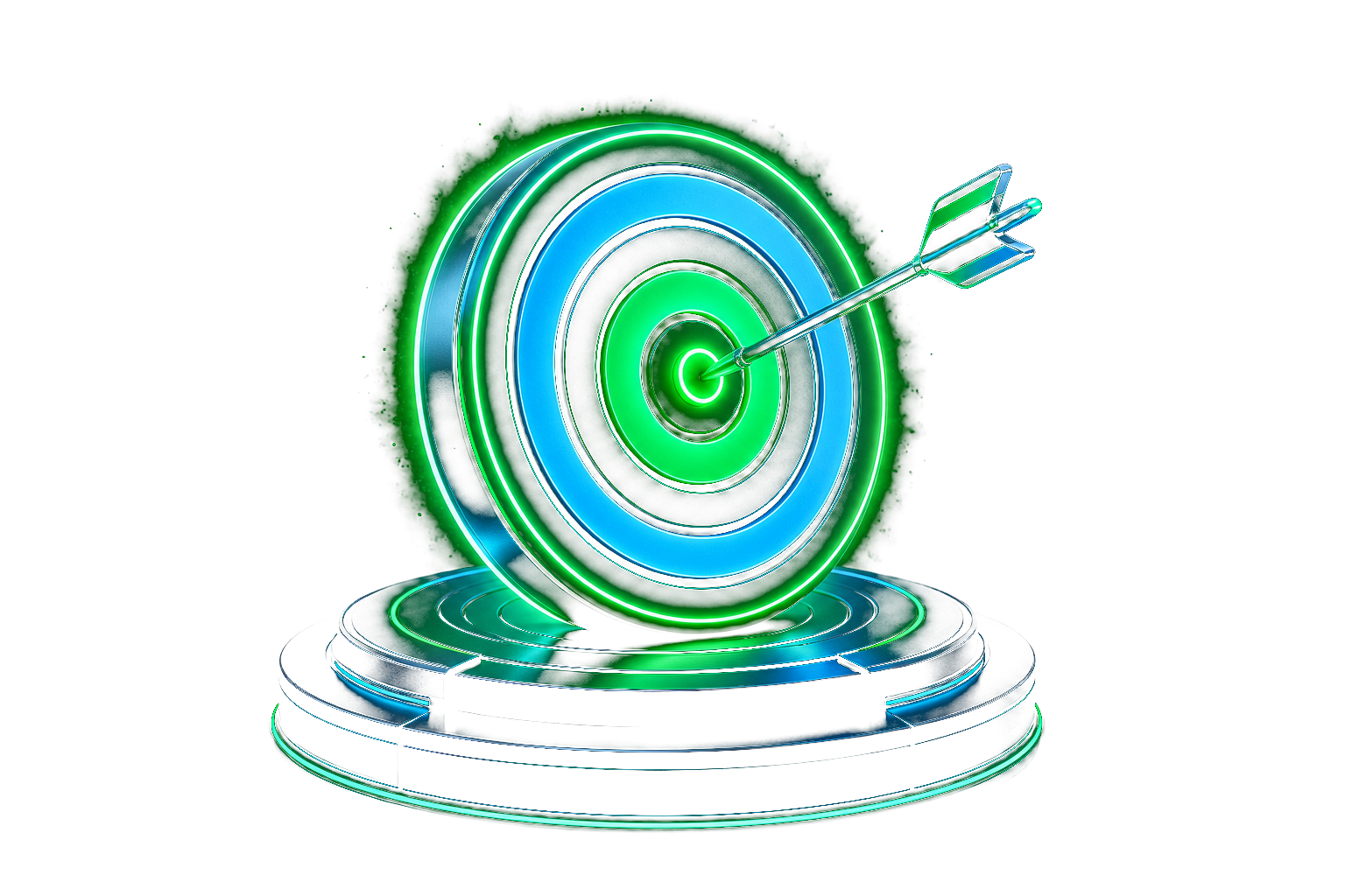 Glowing target symbolizing precision, trust and mission focus