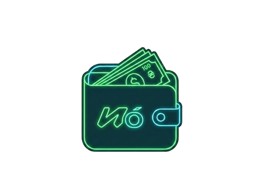 Crypto wallet with banknotes